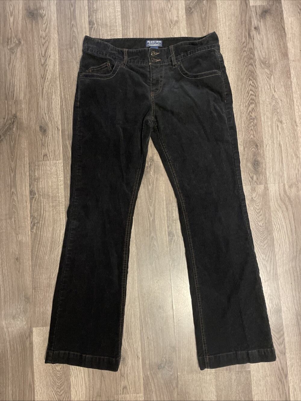 Polo Jeans Co Womens Wendy Jean Corduroy Pants Size 8x30 Black Mid Rise Bootcut